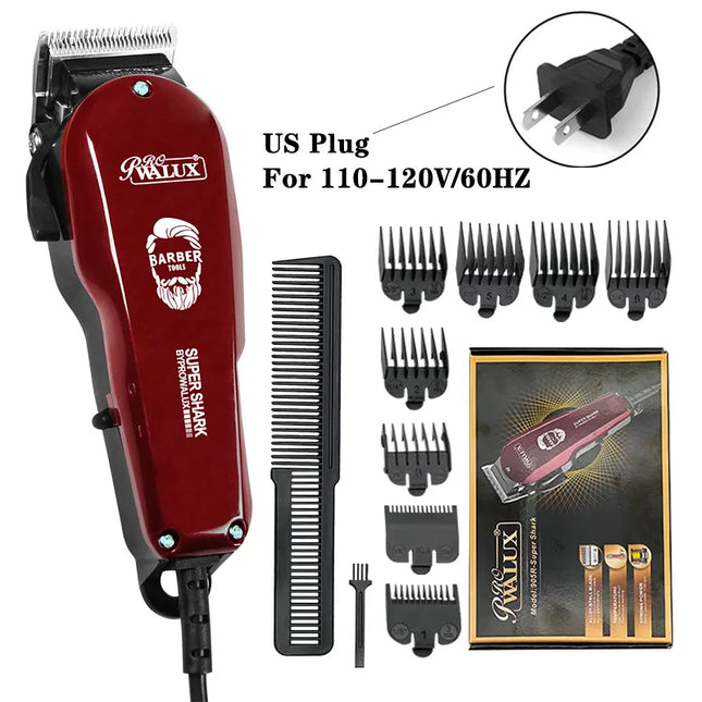 WALUX Professional AC Hair Clipper, 10W Strong Power 2M Cord with 8 Adjustable Guide Combs for Men Home Barber Haircuts