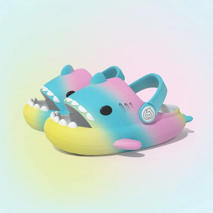 KIDMI Boys Girl Shark Slides Non-Slip Open Toe Cloud Sandals Cute Comfy Cushioned Thick Sole Slippers Cartoon Shower Slippers
