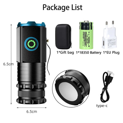 3 F350 LED Mini Flashlight Powerful Type-C Rechargeable 18350 Battery Torch SST20 2000LM Lamp with Tail Magnet Tactical Lantern