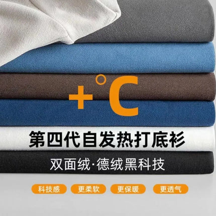 Thickened Inner Fleece-Lined Men's Polo/Turtle Neck Warm Long Sleeve Base Layer Top Autumn Winter Fashion Outwear T-Shirts