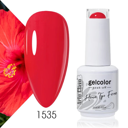 Arte Clavo Red Color Series Nail Polish UV Soak Off Varnish 15ml Manicure Nail Art Long-lasting Hema Tpo Free Gel Nail Polish