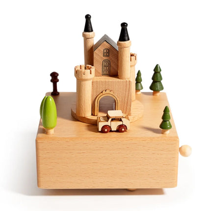 Wooden Material Wooden Carousel Music Box Ballet Dancing Girl Rotating Carousel Rotatable Music Box Vintage Style Retro Design