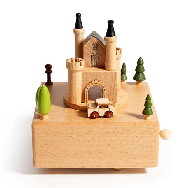 Wooden Material Wooden Carousel Music Box Ballet Dancing Girl Rotating Carousel Rotatable Music Box Vintage Style Retro Design