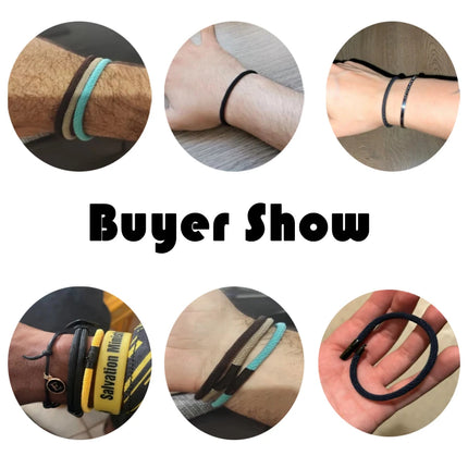Minimalist Elegance Rope Bracelet Men Grade A 4mm Thread Braslet Homme Stainless Steel Buckle Pulseiras Masculina Armband Herren