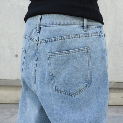 Spring Autumn Men Baggy Jeans Oversize Straight Loose Casual Denim Trousers Solid Color Streetwear Fashion Y2k Wide Leg Pants