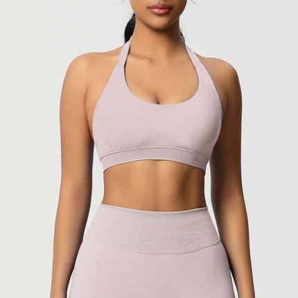 Women Sports Bra Seamless Halter Clothes Push-up Vest Brassiere Gym Top Backless Fitness Yoga Workout Running Underwear