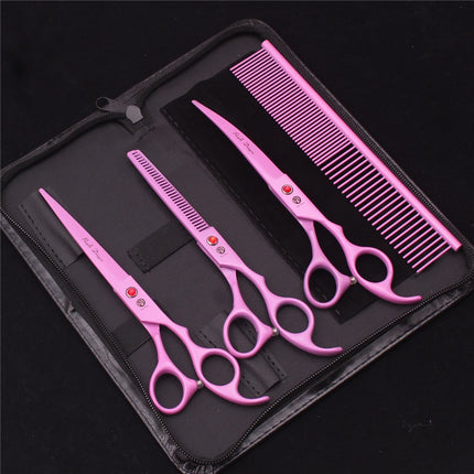 Pet Grooming Scissors Purple Dragon Japan Stainless Pink Curved Scissors For Dogs Dog Thinning Scissors Pet Chunker Shears Z3003