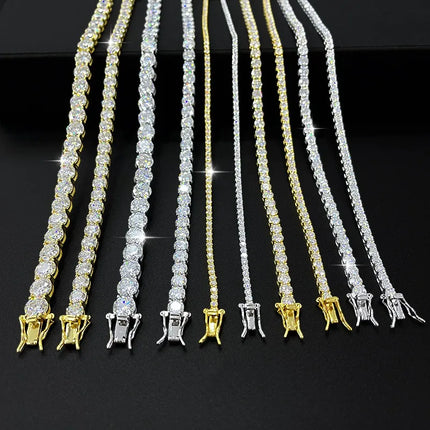 New D VVS1 925 Sterling Silver Moissanite Tennis Necklace Original with GRA Bracelets for Women Man Sparkling Party Jewelry