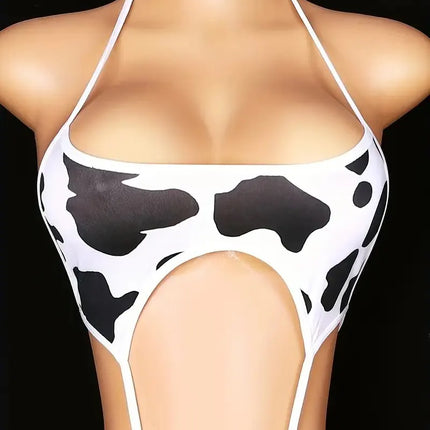 Erotic lingerie women Anime cute polka dot little cow swimsuit split bikini uniform temptation lingeries sets sexy Costumes
