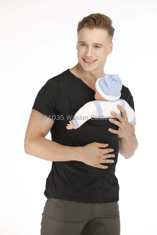 Adult Safety Kangaroo Pocket T Shirt Carrier Pregnancy Clothes Summer Short Sleeve Mother Father Top for Feeding Big Daddy Shirt