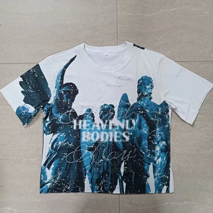 2026 New Style Cotton T-Shirt Short Sleeve Full-Printed Digital Print Men Women Couple Street Hip Hop Hooded Top