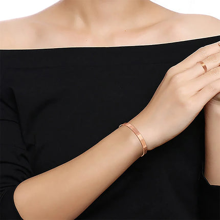 Set Pure Copper Bracelets and Rings for Women Men Simple Cuff Magnetic Bangles Arthritis Health Solid Copper Jewelry
