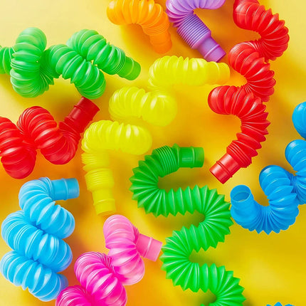 36PCS Pop Tubes Fidget Tubes Party Favors Sensory Toys Connectable Extendable Stress Relief Party Favors School Reward Gifts