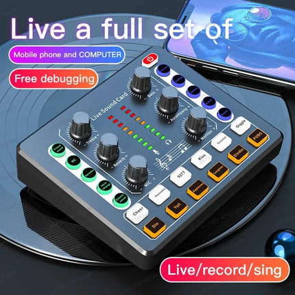 All-in-One Streaming Sound Card Kit - M8 Pro with 48V Mic, Compatible PC Phone for Vocal Guitar Recording & Live
