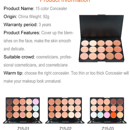 Multifunction Concealer Palette Cream Texture Covers Acne Marks Dark Circles 15 Colors Face Makeup Waterproof Make up Cosmetics
