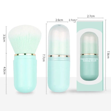 Hot Retractable Retractable Kabuki Brush Capsule-shape Multifunctional Travel Makeup Brush Cute Nail Powder Brush for Blusher