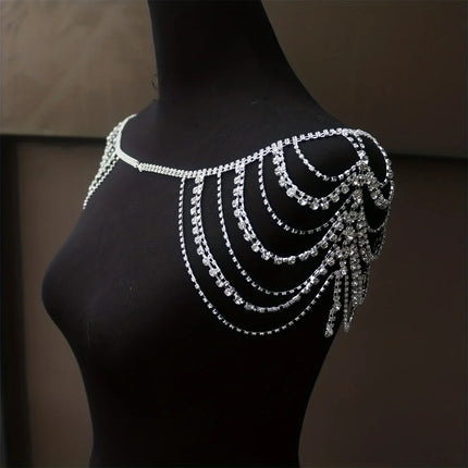 Sexy multi-layer classical tassel rhinestone shoulder chain banquet party women's body chain jewelry