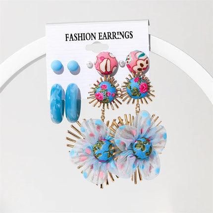 Green Butterfly Heart Dangle Earring Set for Girls Acrylic Gold Color Pearl Set Ear Rings 2023 New Fashion Jewelry Gifts