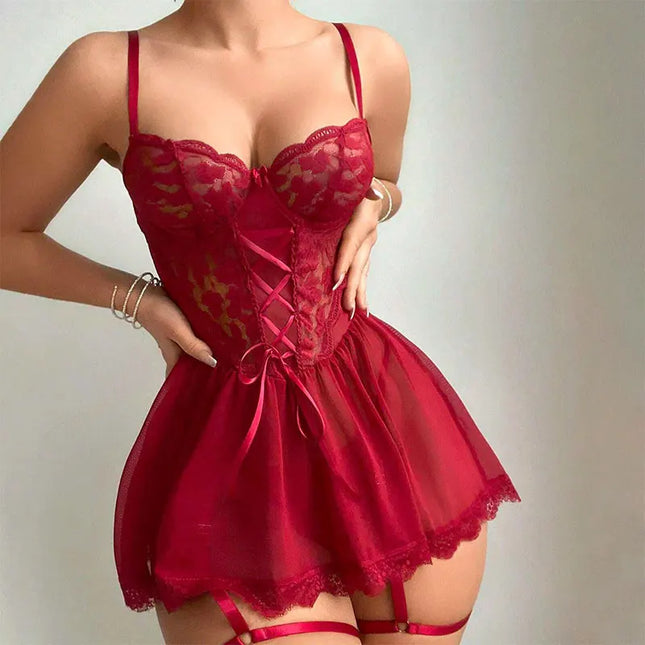 Ensemble de Lingerie Femme Soutien-gorge Transparent Mini Culotte Jarretelle 3 Pièces Ensembles de Sous-vêtements avec Accessoires Boucle de Jambe Kit Cosplay Lolita Soutiens-gorge Fins