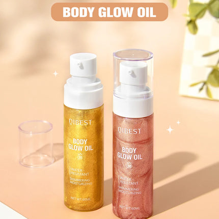Body Shimmer Oil Liquid Highlighter Long Lasting Sequin Illuminating Moisturizing Highlight Facial Contour Brightening Makeup