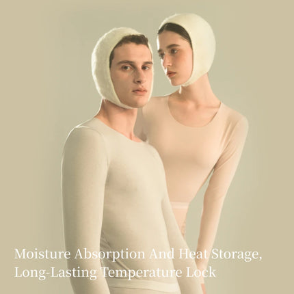 SUJIIN Thermal Underwear Set for Women Men 2024 Winter Crew Neck Thermals Tops Couple Long Johns Anti-Static Set Woman 2 Pieces