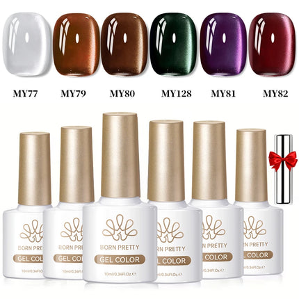 BORN PRETTY Cat Magnetic Moonlight Gel Nail Polish Set 10ml Sparking White Silver Water-light Soak Off UV Gel Nail Art Manicure