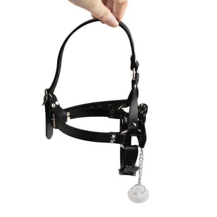 Faux Leather Head Harness Straps Open Mouth Gag Plug Cover BDSM Restraint Oral Fixation SM Roleplay Adult Sex Toys Women Couples