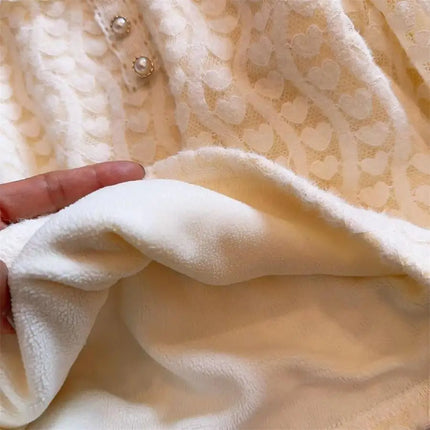 2025 Baby Girls Sweet Lace Soft Velvet Tops Sweaters Elegant Girl Kids Autumn Winter Clothing Children Comfortable Clothes