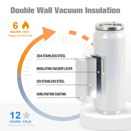 350ml 500ml Sublimation Blank Tumblers Can Stainless Steel Thermos Bottle Double Wall Insulated Cup With Lid Straw Water Bottle