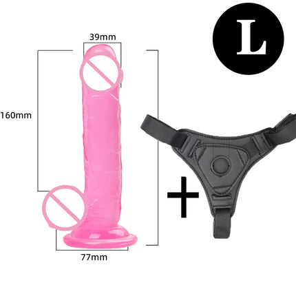 Strapon Dildo for Women Suction Cup Realistic Strap-On Dildo Huge Penis Belt Sexual Harness Strap On Anal Sex Toy for Lesbian