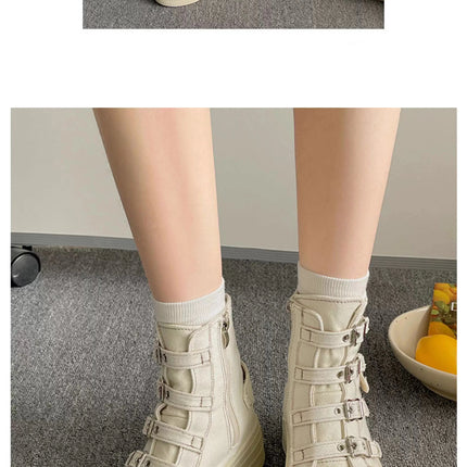 CHABELLA Women's High Top Canvas Shoe Design Buckle Strap Zip Simplicity Female Shoes 2025 High Street Grace Walking Shoes