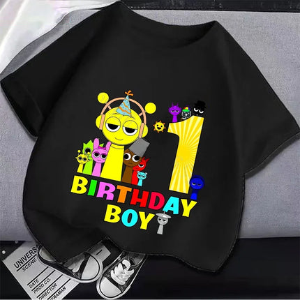 Sprunki Boys Girls 1-9 Years Birthday Children T-shirt Incredibox Cotton Kids Clothes Cute Cartoon Game Graphic Tops Party Gift