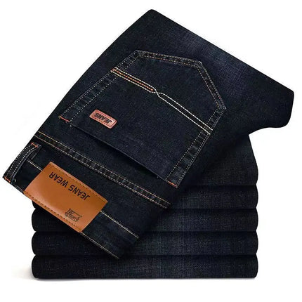 2026 New Style Business Men's Jeans Casual Straight Stretch Fashion Classic Blue Black Work Pant Denim Trousers Male Clothing