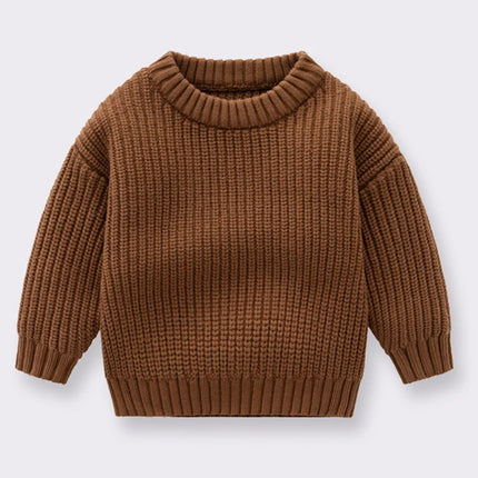 2024 Autumn Newborn Baby Girl Boy Knitted Sweater Long Sleeve Winter Sweater Solid Loose Pullover Casual Tops 3M-6Y Kids Clothes