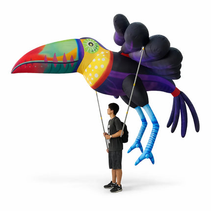 LED 3m Giant Inflatable Seahorse/Mosquito/Parrot/Chameleon Puppet Carnival Parade Walking Creative Performance Props Advertising