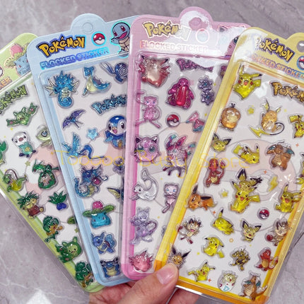 Cute Anime Pokemon 3D Resin Stickers Kawaii Pikachu Jelly Sticker Decals Crystal Decorative Sticker Phone Case DIY Kids Toy Gift