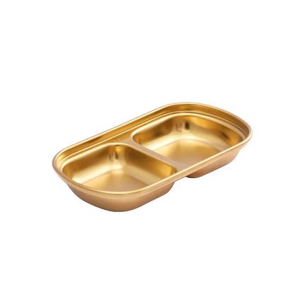 304 Stainless Steel Korean-style Dinner Plate, Gold Dipping Plate Sauce Plate, Barbecue Tableware Multi-functional Tableware