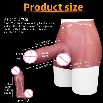 FAAK Wearable Black Penis Sleeve Silicone Panties Strap On Dildo Harness Hollow Dildo Realistic Cock Enlarger Sex Toys For men