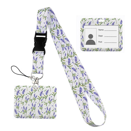 Flower design Lanyard Business Credit horizontal Card Holder Neck Strap Keychain Hang Rope ID Badge Holder Lariat Lasso