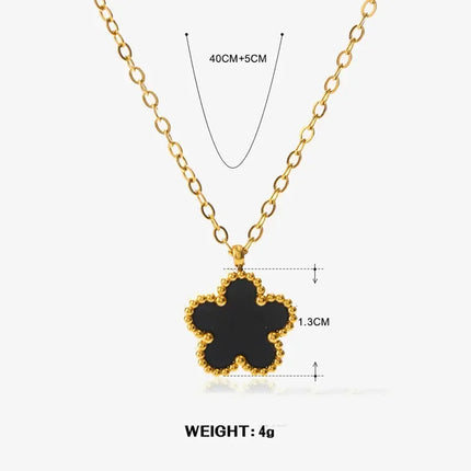New Lucky Five-petal Flower Five-leaf Clover Earrings Necklace Two-piece set for Woman Fashionable Accessories Party Jewelry