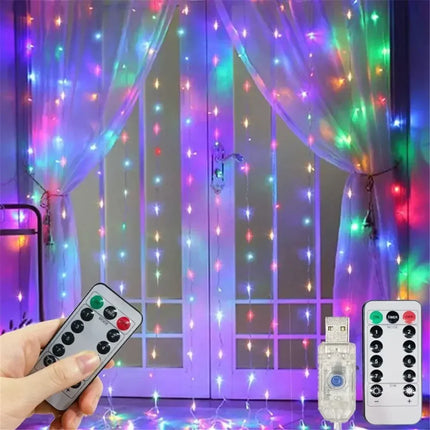 USB Curtain String LampParty Birthday Wall Decoration Garland Wedding Fairy Light 3/6M LED 8 Mode Christmas Light Holiday Decor
