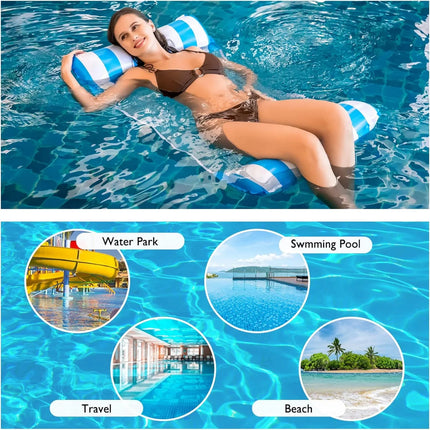Water Hammock Foldable Lounge Chair,Suitable for Swimming Pool Parties and Beach Leisure Floating Beds with Net Backrest