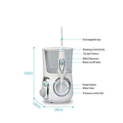 10 Modes Electric Dental Water Pick 800ML Countertop Oral Irrigator Home Use Teeth Cleaner with 5 Multi-Purpose Nozzles
