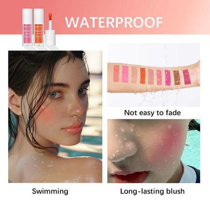 Beauty Liquid Blush Lipstick Blush Eyes Cheek Blusher Waterproof Mositure Face Contour Shadow Liquid Lip Gloss Plump Makeup