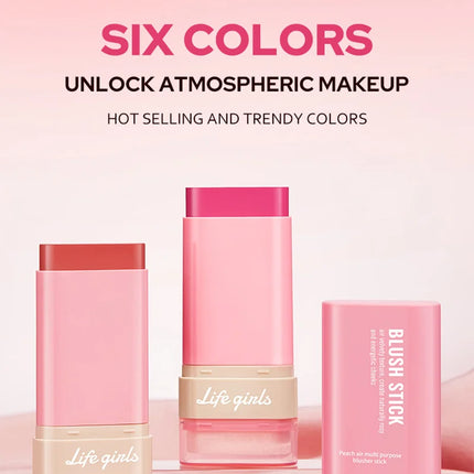 Life Girls Peach air multi purpose blusher stick,Natural and comfortable to wear, with a natural makeup effect. Highlighting blu