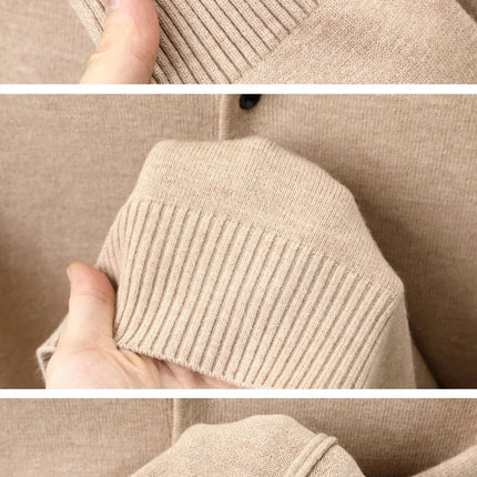 BOOS HRDAFREAR new autumn and winter wool collar long sleeved men's knitted polo shirt solid color middle-aged base sweatermen c