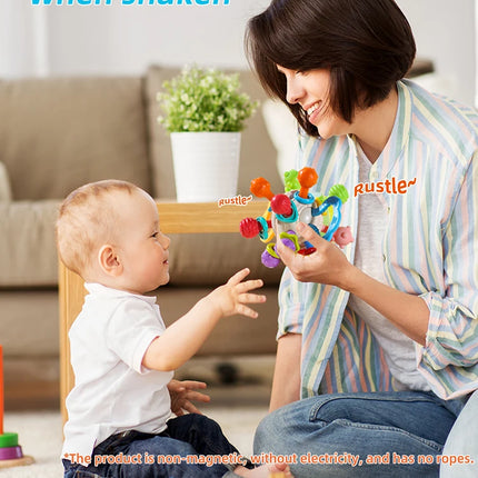 Baby Manhattan Ball Toy Montessori Teether Rattle for 0-18 Months Newborn Soothing Toy Easter Ramadan Gift for Boys Girls