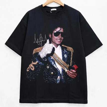 Retro Michael Jackson Shirt Popular Casual Oversized Streetwear 2026 Summer Men's Women's Cotton Clothing Y2k Style Sportswear