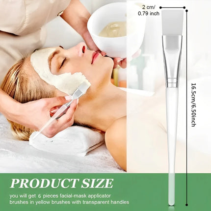 2/4/6/12pcs Facial Mask Brush Soft-head Facial Applicator Brush with Clear Plastic Handle for Spa & Salon Use Skin Care Tools