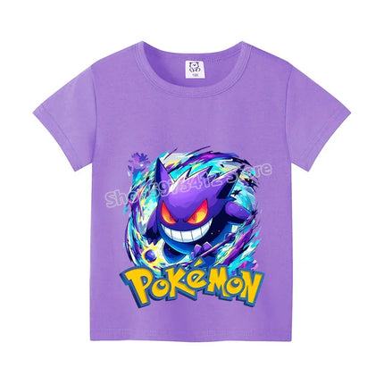 Pokemon Pikachu Boy Girl T Shirt Cute Cartoon Baby Clothes Squirtle Gengar T-Shirts Charmander Eevee Print Tees Kids Summer Tops